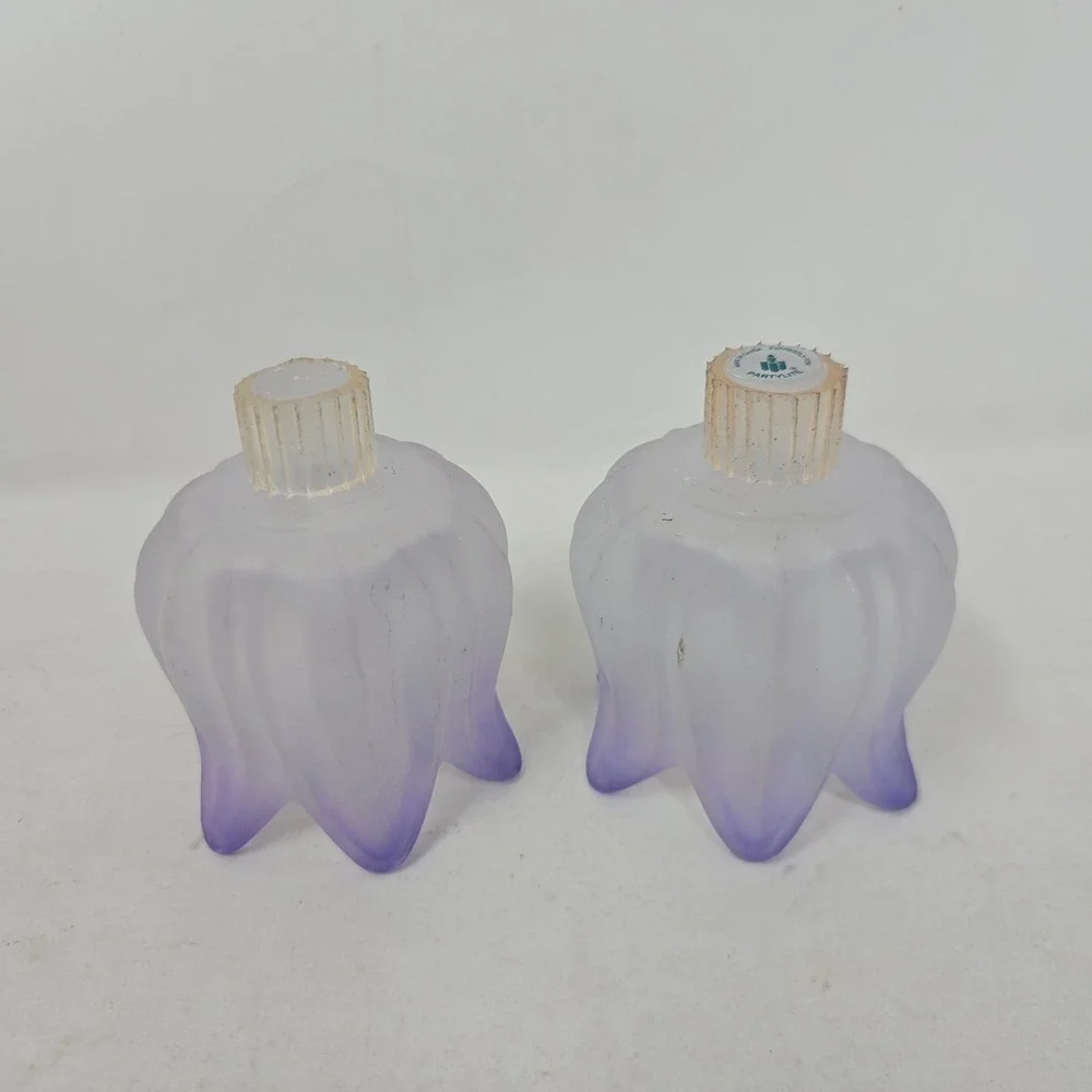 PartyLite Frosted Purple Tulip Glass Votive Candle Holder Set of 2 Lavender - Picture 4 of 6